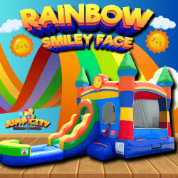 Rainbow Castle Smiley Face Wet/Dry Bounce House