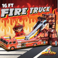 E4 16ft Fire Truck Water Slide