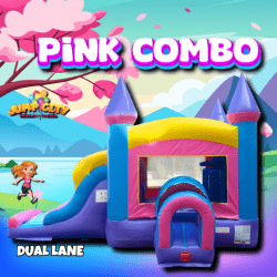 D6 Pink Bounce House with Double Lane Slide