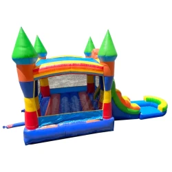 Bounce20House20Rental203 1776572352 Rainbow Castle Smiley Face Wet/Dry Bounce House