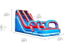 Flash20Dual20Dimensions 1776102863 C6/C7 Flash 20ft Dual Lane Waterslide with Pop Out Slip N Slide