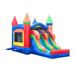 Modern20Rainbow20Bounce20House 1776447756 D5 Modern Rainbow Bounce House with Double Lane Slide