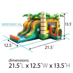 Tropical20Double20Lane20Dimentions 1776448064 D4 Tropical Bounce House Double Lane Slide Combo