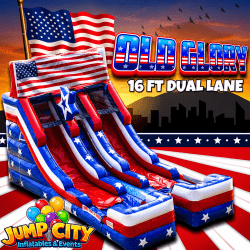 E2 16ft Old Glory Double Lane Water Slide