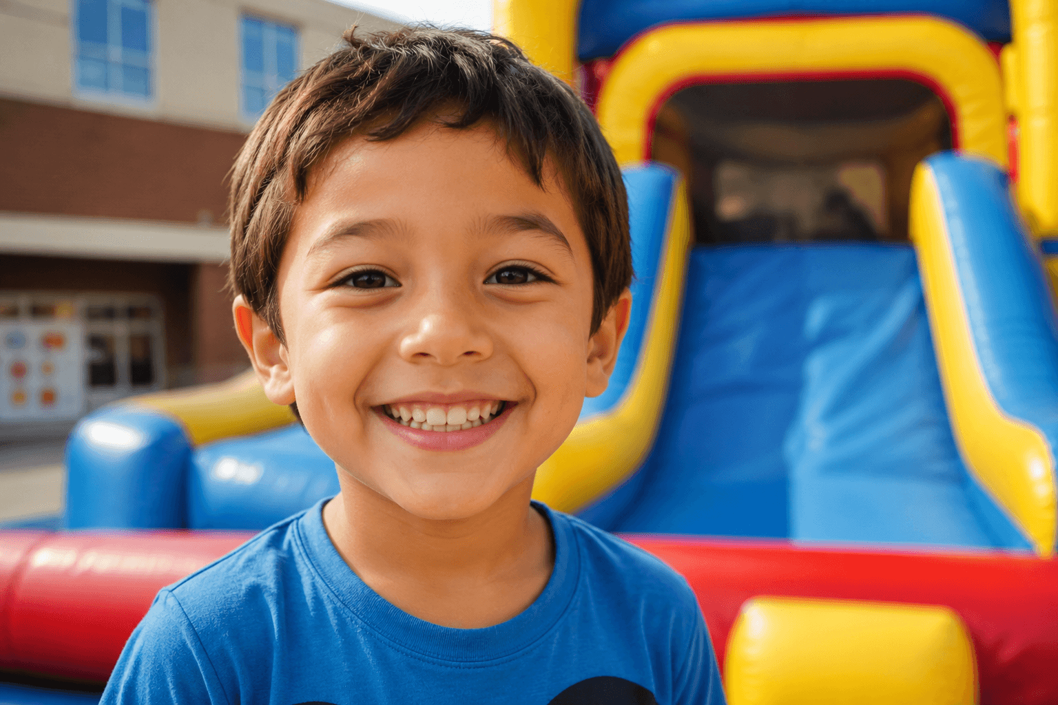 School Event Inflatable Rentals 1 Kids enjoying Jump City bounce house rentals at a Twin Cities school event