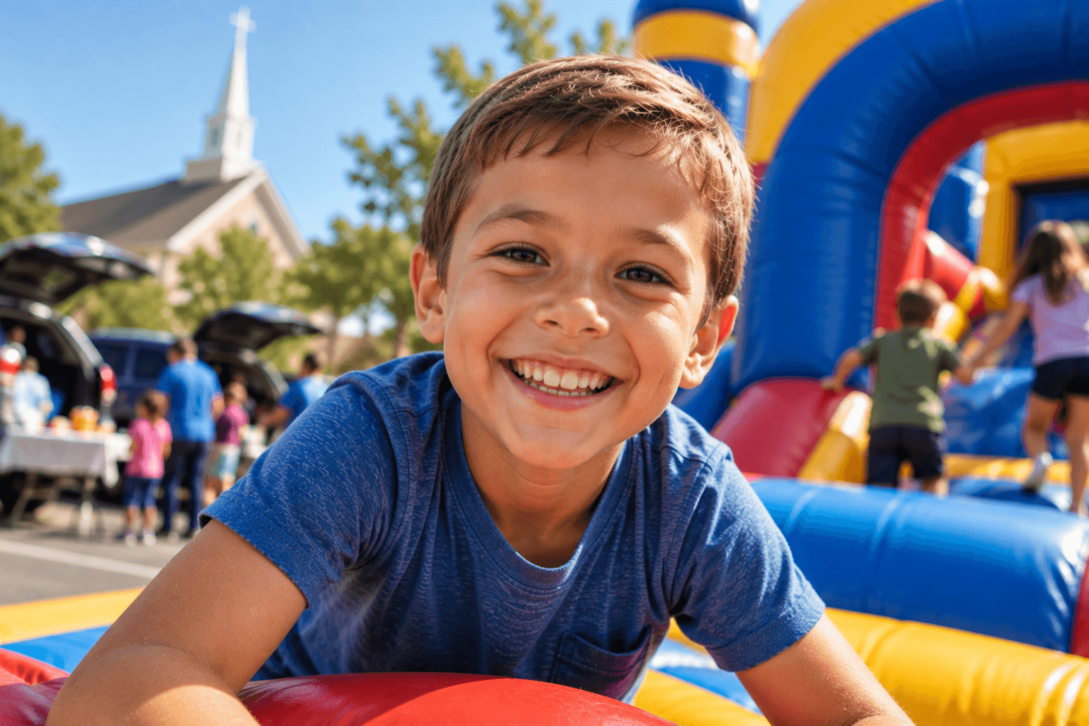Inflatable rentals at a Twin Cities church trunk or treat